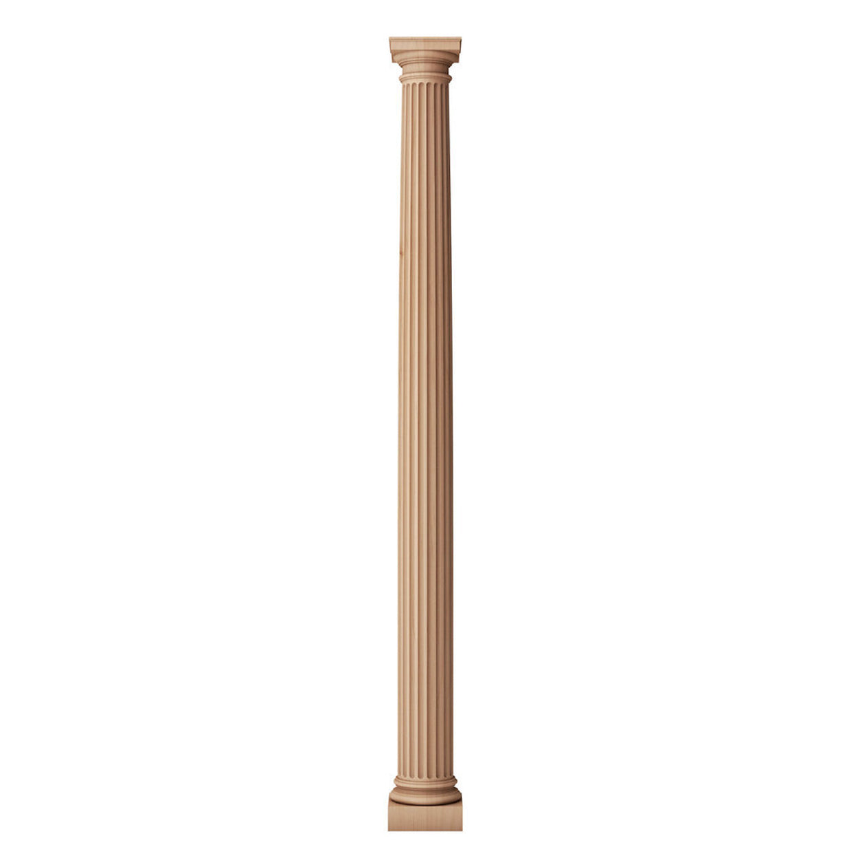 4A" x 4' - Solid Wood Fireplace Column - Doric Order (Roman) - Fluted, Tapered Shaft w/ Roman Doric Capital & Ionic (Attic) Base Molding / Plinth