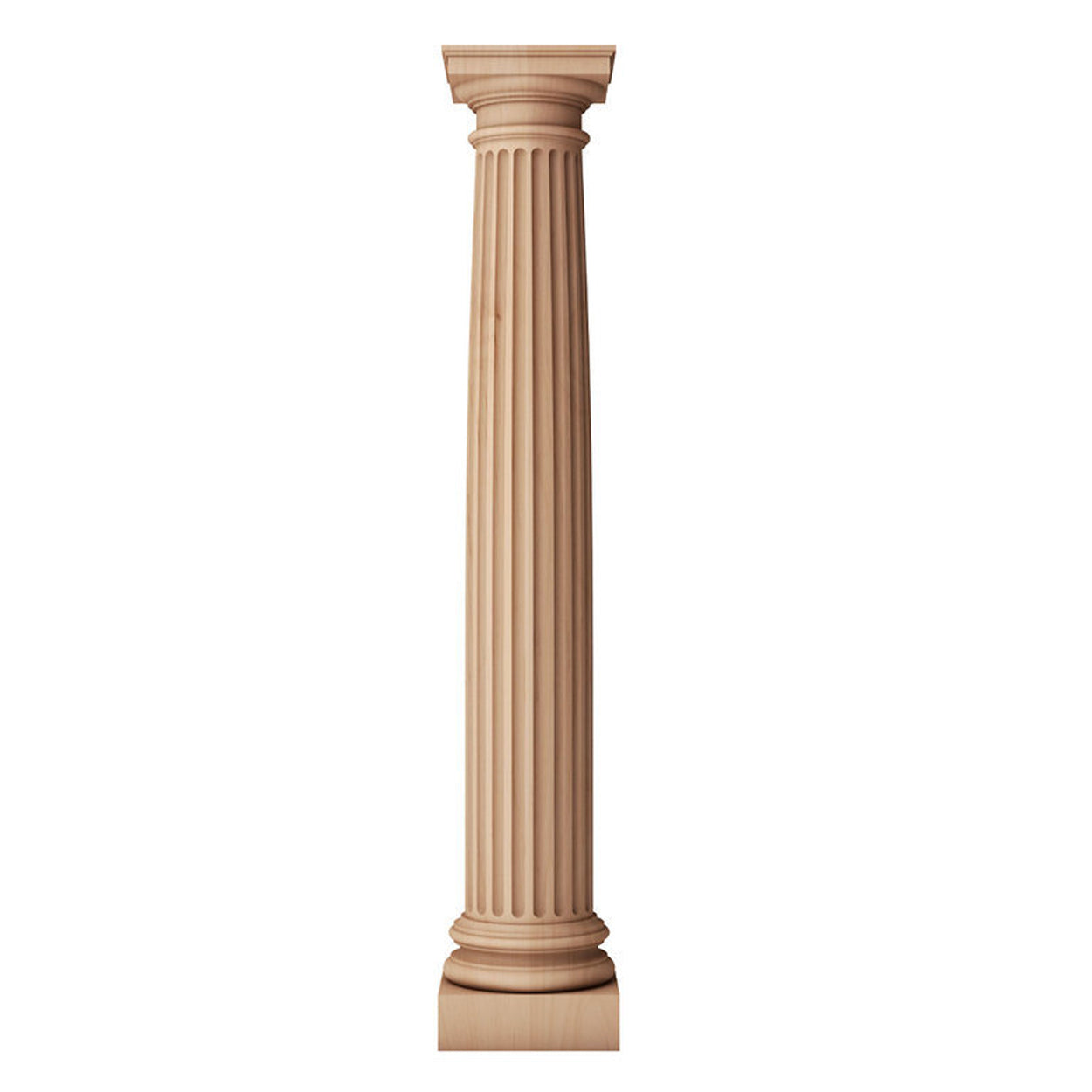 5" x 3' - Solid Wood Fireplace Column - Doric Order (Roman) - Fluted, Tapered Shaft w/ Roman Doric Capital & Ionic (Attic) Base Molding / Plinth