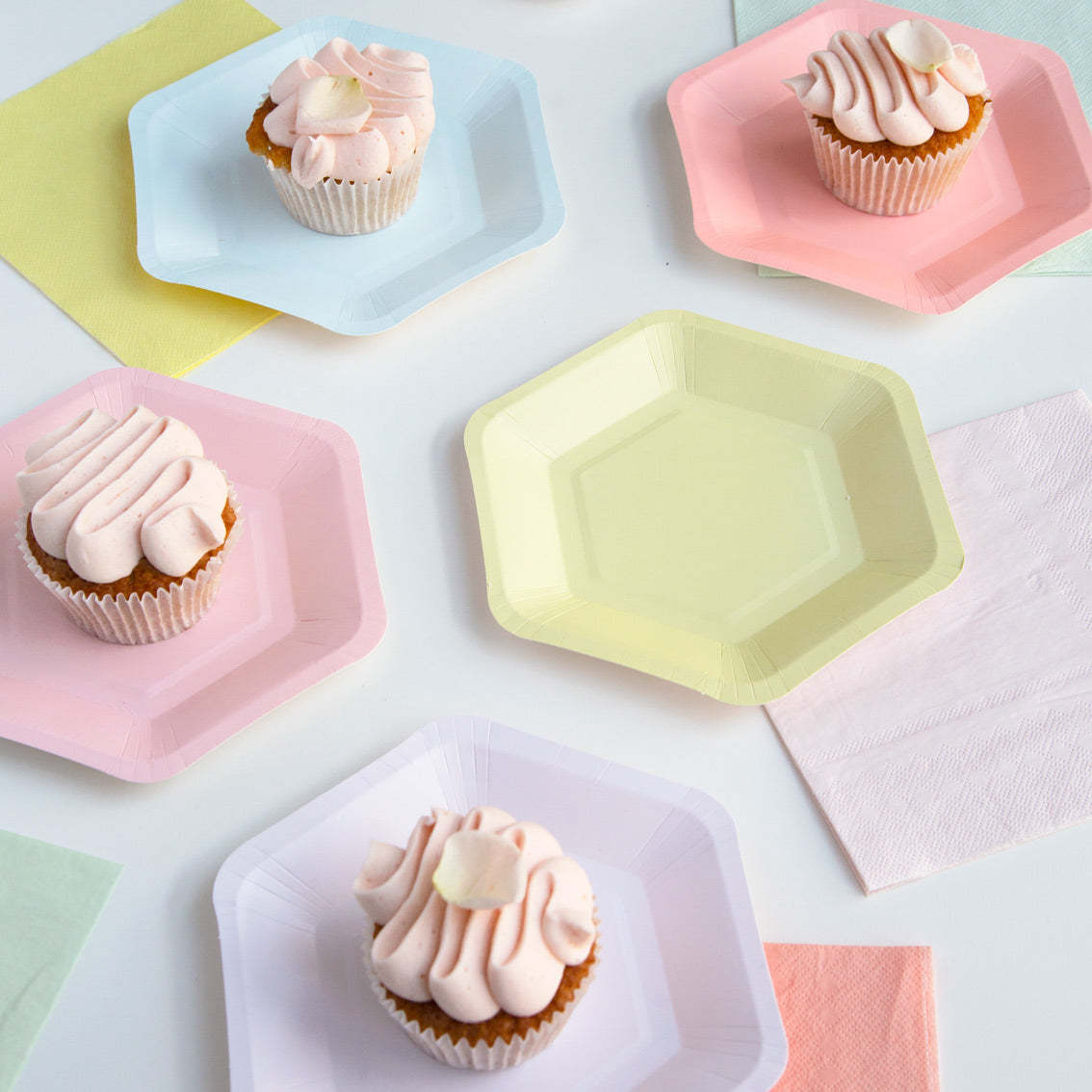 Pastel Hexagonal Dessert Plates 12ct