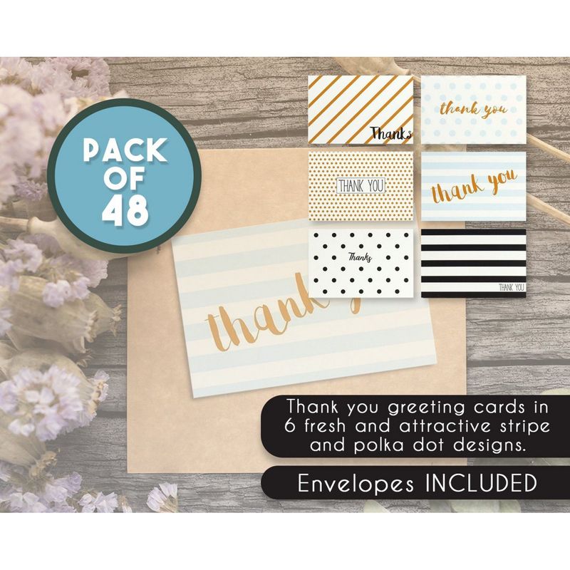 48 Pack Blank Thank You Cards with Envelopes for All Occasion Baby Shower Wedding, 4x6